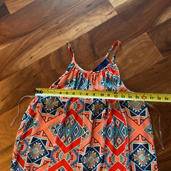 Silky lined southwest Aztec print style mini dress Size M - Picture 6 of 9